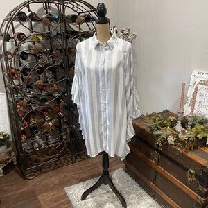 Blu Heaven Striped Button-Down Caftan Style Women’s Swim Coverup